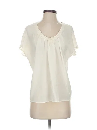 Pre-owned Joie Short Sleeve Silk Top Ivory Ruffles Neckline Tops In White