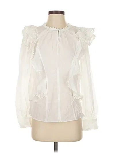 Pre-owned Ann Taylor Long Sleeve Blouse In White