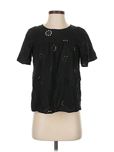 Pre-owned Madewell Short Sleeve Blouse In Black