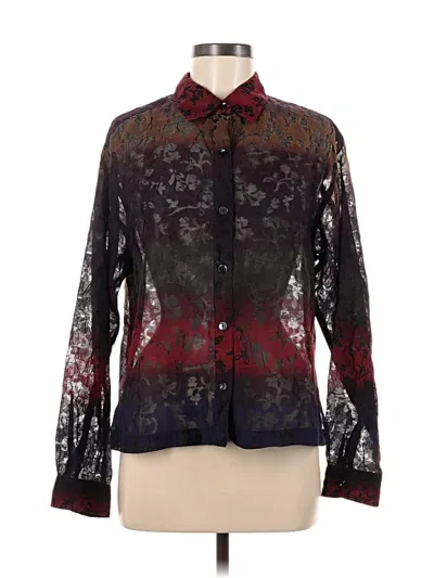 Pre-owned Chico's Long Sleeve Blouse In Burgundy