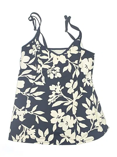 Pre-owned Mainstream Swimsuit Top Ivory Floral Pattern Swimwear In White