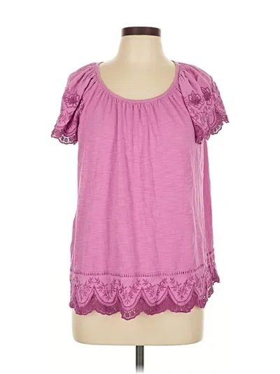 Pre-owned Style & Co Short Sleeve Top Pink Sweetheart Neckline Tops