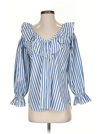 Pre-owned Mille Resort & Travel 3/4 Sleeve Blouse In Blue