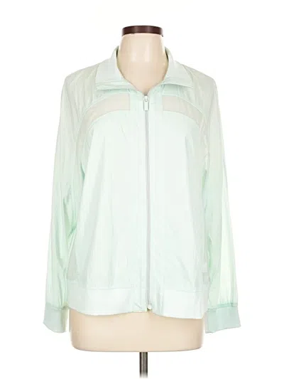 Pre-owned Zenergy By Chico's Track Jacket In Green