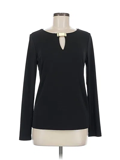 Pre-owned Michael Michael Kors Long Sleeve Top Black Keyhole Neckline Tops