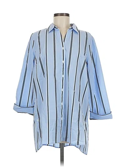 Pre-owned Jjill 3/4 Sleeve Button Down Shirt In Blue