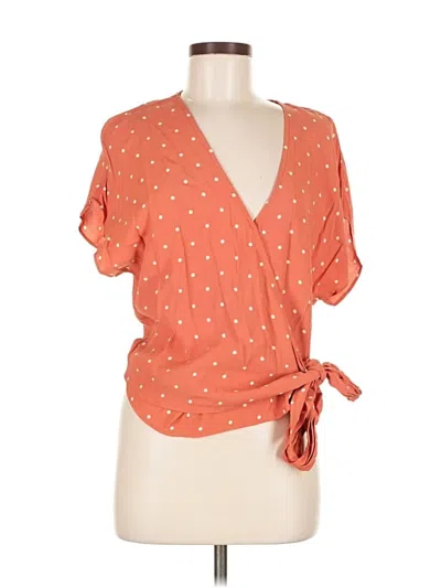 Pre-owned Madewell Short Sleeve Blouse In Orange