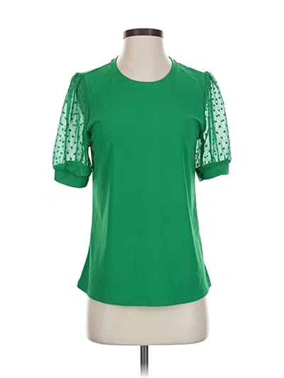 Pre-owned Cece Short Sleeve Top Green Crew Neck Tops