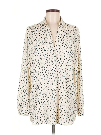 Pre-owned Ann Taylor Long Sleeve Blouse In White