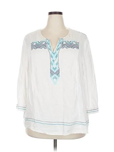 Pre-owned Artisan Ny 3/4 Sleeve Blouse In White