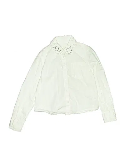 Pre-owned Crewcuts Kids' Long Sleeve Blouse In White