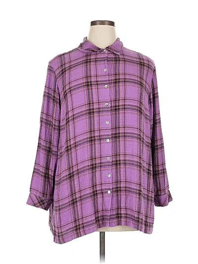 Pre-owned Jjill 3/4 Sleeve Button Down Shirt In Purple