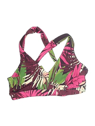 Pre-owned Lands' End Swimsuit Top Pink Tropical Pattern Swimwear