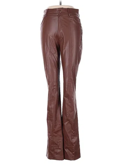 Pre-owned Zara Faux Leather Pants In Brown