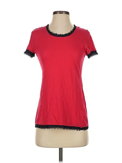 Pre-owned Donna Karan Short Sleeve Top Red Crew Neck Tops