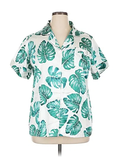 Pre-owned Unbranded Short Sleeve Blouse In Green