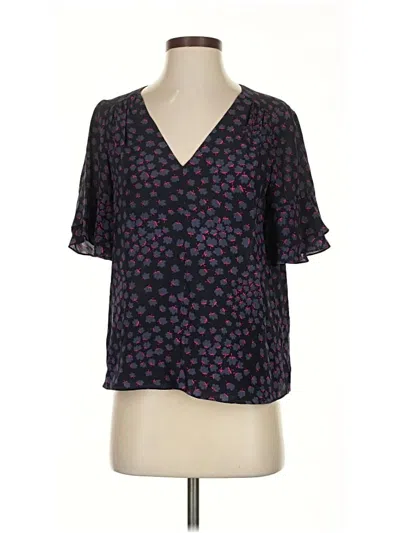 Pre-owned Rebecca Taylor Short Sleeve Blouse In Black