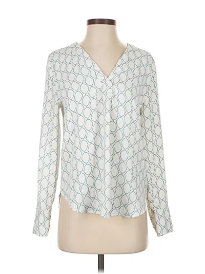 Pre-owned Ann Taylor Long Sleeve Blouse In White