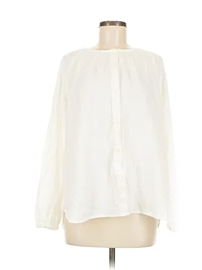 Pre-owned Gap Long Sleeve Blouse In White