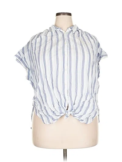 Pre-owned Madewell Short Sleeve Blouse In Blue
