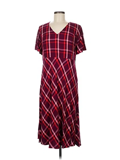 Pre-owned Jjill Casual Dress In Burgundy