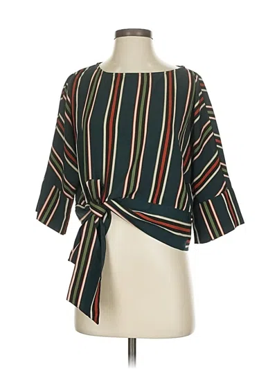 Pre-owned She + Sky 3/4 Sleeve Blouse In Green