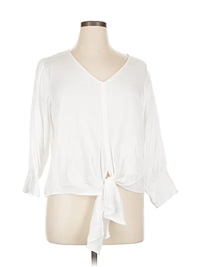 Pre-owned Karen Kane 3/4 Sleeve Blouse In White