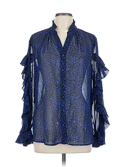 Pre-owned Chico's Long Sleeve Blouse In Blue