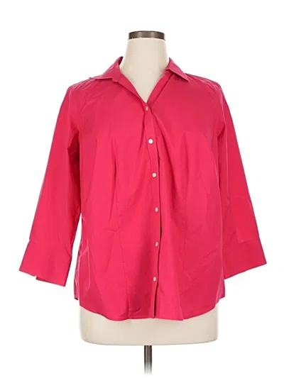 Pre-owned Talbots 3/4 Sleeve Button Down Shirt In Red