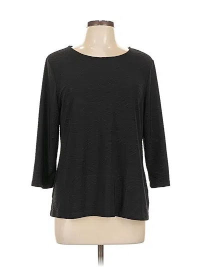 Pre-owned Jm Collection 3/4 Sleeve Top Black Boatneck Tops