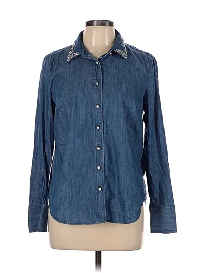 Pre-owned Talbots Long Sleeve Button Down Shirt In Blue