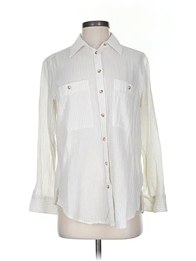 Pre-owned Club Monaco Long Sleeve Blouse In White