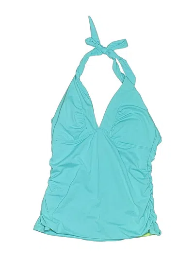 Pre-owned Athleta Swimsuit Top Teal Solid Pattern Swimwear In Blue