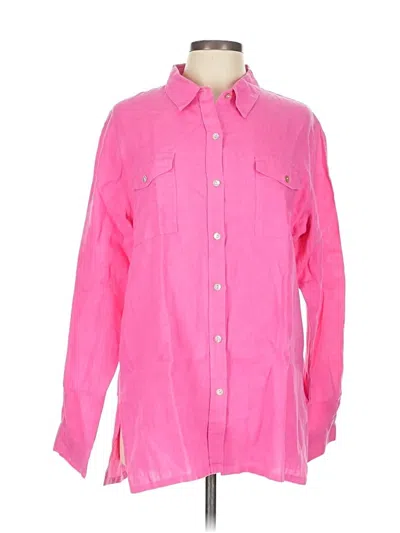 Pre-owned Chico's Long Sleeve Polo Shirt In Pink