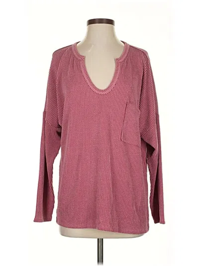 Pre-owned Bibi Long Sleeve Top Burgundy V Neck Tops