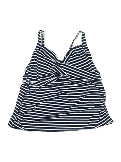 Pre-owned Lands' End Swimsuit Top Blue Stripes Pattern Swimwear
