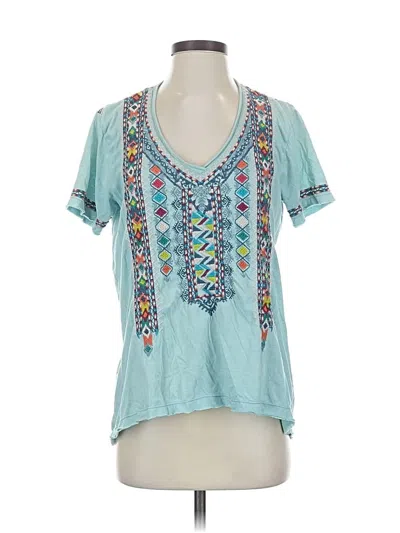 Pre-owned Johnny Was Short Sleeve Blouse In Blue