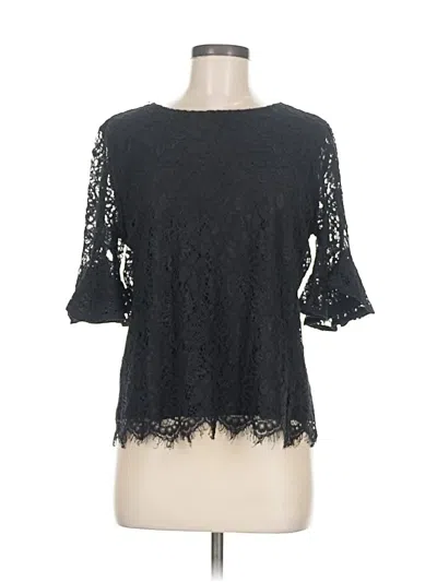 Pre-owned Nanette Lepore 3/4 Sleeve Top Black Keyhole Neckline Tops