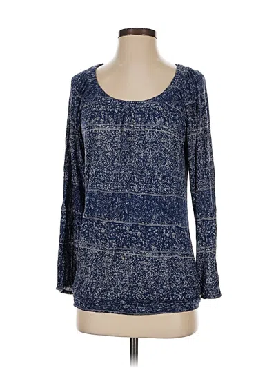 Pre-owned Lila Rose Long Sleeve Top Blue Scoop Neck Tops