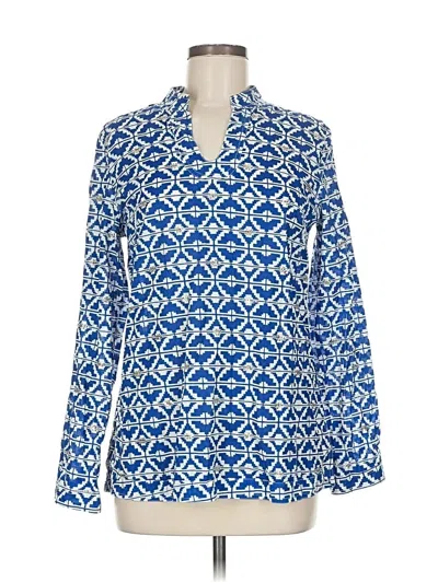 Pre-owned Banana Republic Factory Store Long Sleeve Blouse In Blue