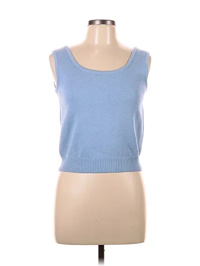 Pre-owned St John Sleeveless Top Blue Scoop Neck Tops