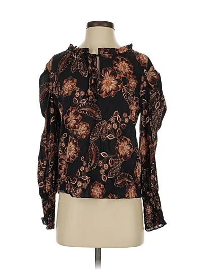 Pre-owned Misa Long Sleeve Blouse In Black