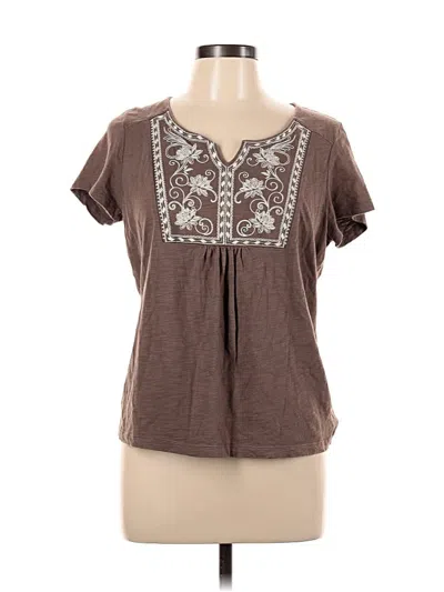 Pre-owned St. John's Bay Short Sleeve Top Brown Sweetheart Neckline Tops