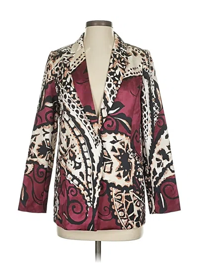 Pre-owned Chico's Blazer Jacket In Burgundy