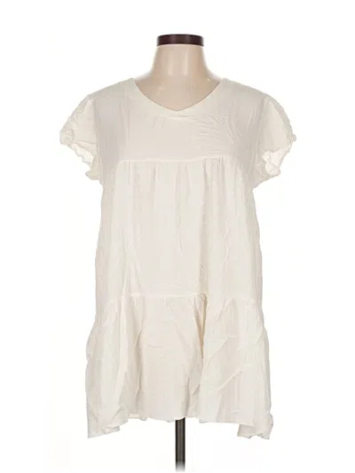 Pre-owned Unbranded Short Sleeve Blouse In White