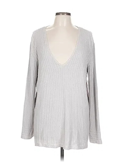 Pre-owned Jjill Silk Pullover Sweater In Silver