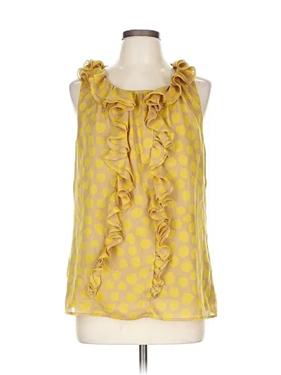 Pre-owned Ann Taylor Loft Tank Top Yellow Ruffles Neckline Tops