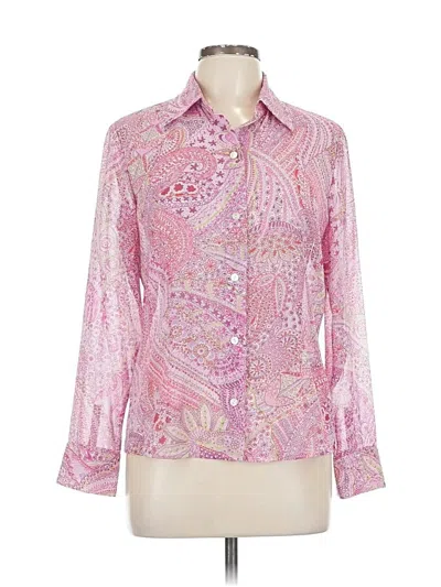 Pre-owned Caslon Long Sleeve Blouse In Pink
