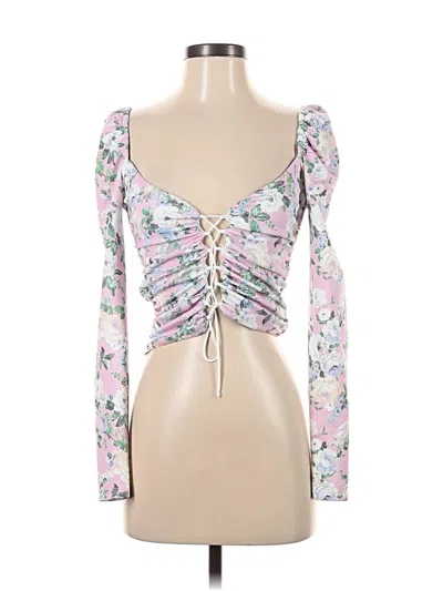 Asos Design Long Sleeve Top Purple Sweetheart Neckline Tops In Pink