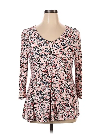 Pre-owned Roz & Ali 3/4 Sleeve Blouse In Pink